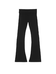 Victoria's Secret PINK Black Diamante Cotton Foldover Flare Leggings - Image 1 of 2