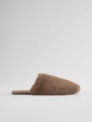 Neutral Faux Fur Mule Slippers - Image 5 of 8