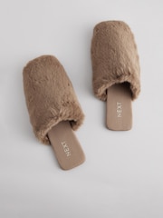 Neutral Faux Fur Mule Slippers - Image 7 of 8