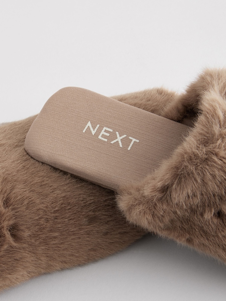 Neutral Faux Fur Mule Slippers - Image 8 of 8