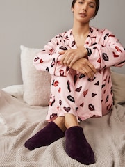 Burgundy Red Faux Fur Mule Slippers - Image 2 of 8