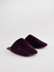 Burgundy Red Faux Fur Mule Slippers - Image 4 of 8