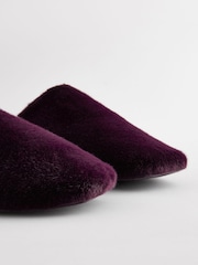 Burgundy Red Faux Fur Mule Slippers - Image 8 of 8