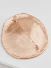 Worn Gold Tone Round Brooch Made With Recycled Metals - Image 4 of 4