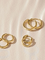 Tonalité d'or - Boucles d'oreilles Huggie Hoop en acier inoxydable 3 Lot - Image 6 of 7
