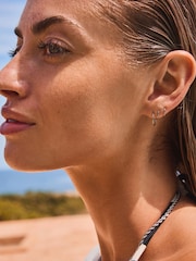 Silver Tone Stainless Steel Graduated Huggie Hoop Earrings 3 Pack - Image 3 of 6