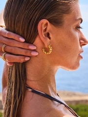 Gold Tone Stainless Steel Chunky Twist Hoop Earrings - Image 2 of 7