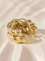 Gold Tone Stainless Steel Chunky Twist Hoop Earrings - Image 6 of 7