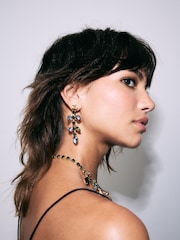 Multicoloured Tone Jewelled Drop Earrings Made With Recycled Iron - Image 1 of 6