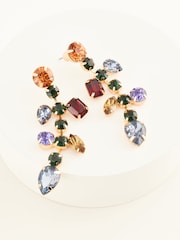 Multicoloured Tone Jewelled Drop Earrings Made With Recycled Iron - Image 4 of 6