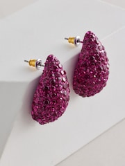Pink Sparkle Teardrop Stud Earrings - Image 1 of 2