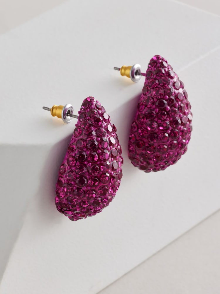 Pink Sparkle Teardrop Stud Earrings - Image 1 of 2 Pink Sparkle Teardrop Stud Earrings - Image 1 of 2