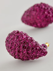 Pink Sparkle Teardrop Stud Earrings - Image 2 of 2