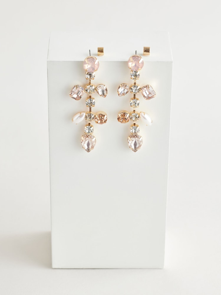 Rose - Tone Jewelled Drop Earrings - Image 4 of 4
