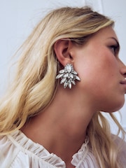 Gold Tone Sparkle Statement Stud Earrings - Image 1 of 4