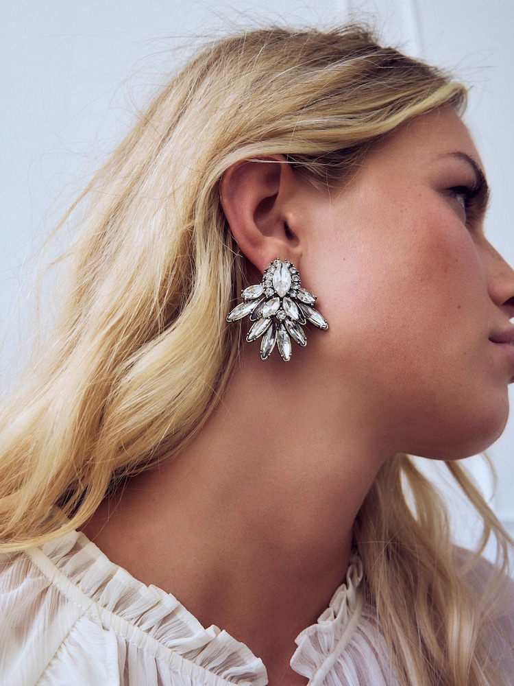 Gold Tone Sparkle Statement Stud Earrings - Image 1 of 4