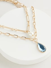 Gold Tone Two Row Vintage Necklace Made With Recycled Steel - Image 4 of 6