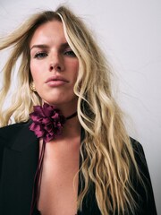 Burgundy Red Corsage Choker Necklace - Image 1 of 6