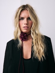 Burgundy Red Corsage Choker Necklace - Image 2 of 6