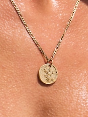 Gold Tone Stainless Steel Hammered Disc Necklace - Image 3 of 7