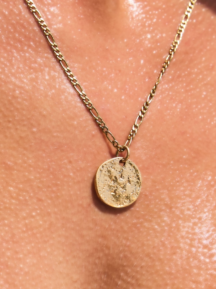 Tonalité d'or - Collier en acier inoxydable avec disque martelé - Image 3 of 7