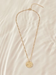 Gold Tone Stainless Steel Hammered Disc Necklace - Image 5 of 7