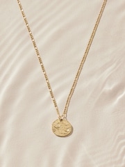 Gold Tone Stainless Steel Hammered Disc Necklace - Image 6 of 7