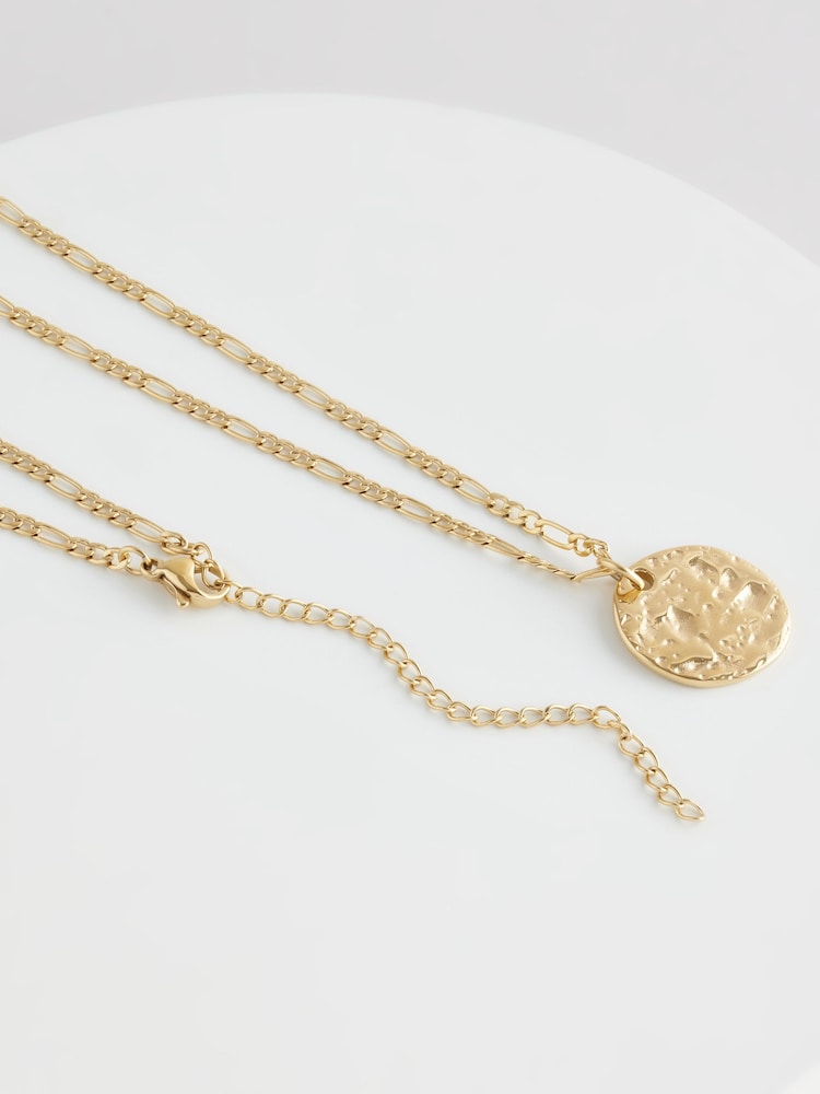 Золотистый цвет - Непромокаемая ожерелье из нержавеющей стали с коваными дисками - Изображение 8 8