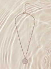 Silver Tone Stainless Steel Hammered Disc Necklace - Image 5 of 8