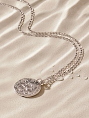 Silver Tone Stainless Steel Hammered Disc Necklace - Image 7 of 8