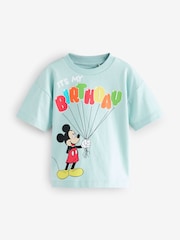 Blue Mickey Mouse Short Sleeve Birthday T-Shirt (12mths-8yrs) - Image 1 of 4