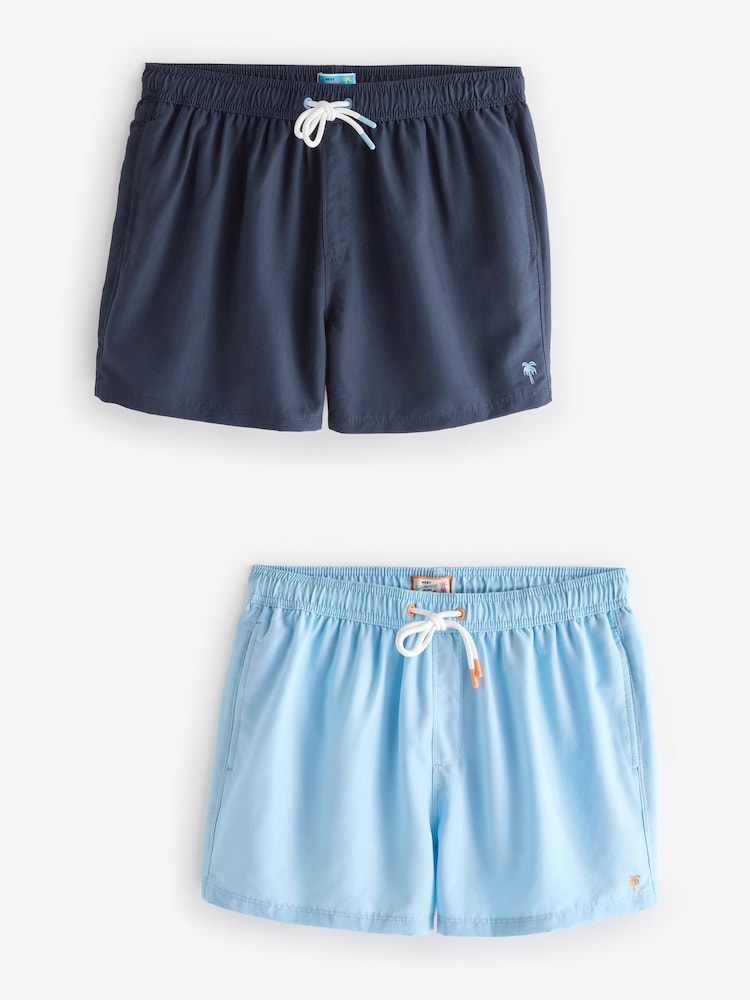 Light Blue/Navy Blue Essential Swim Shorts 2 Pack - Image 1 of 13