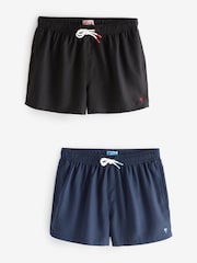 Black/Navy Blue Essential Swim Shorts 2 Pack - Image 1 of 16