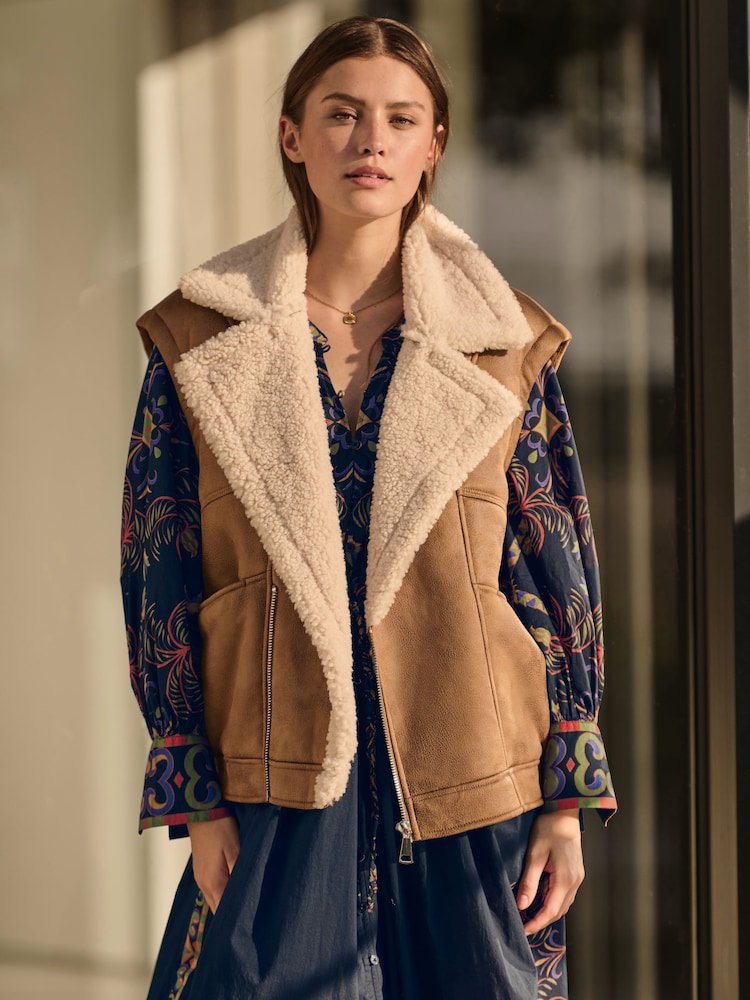 Brown Faux Shearling Gilet - Image 1 of 1