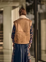 Brown Faux Shearling Gilet - Image 2 of 7