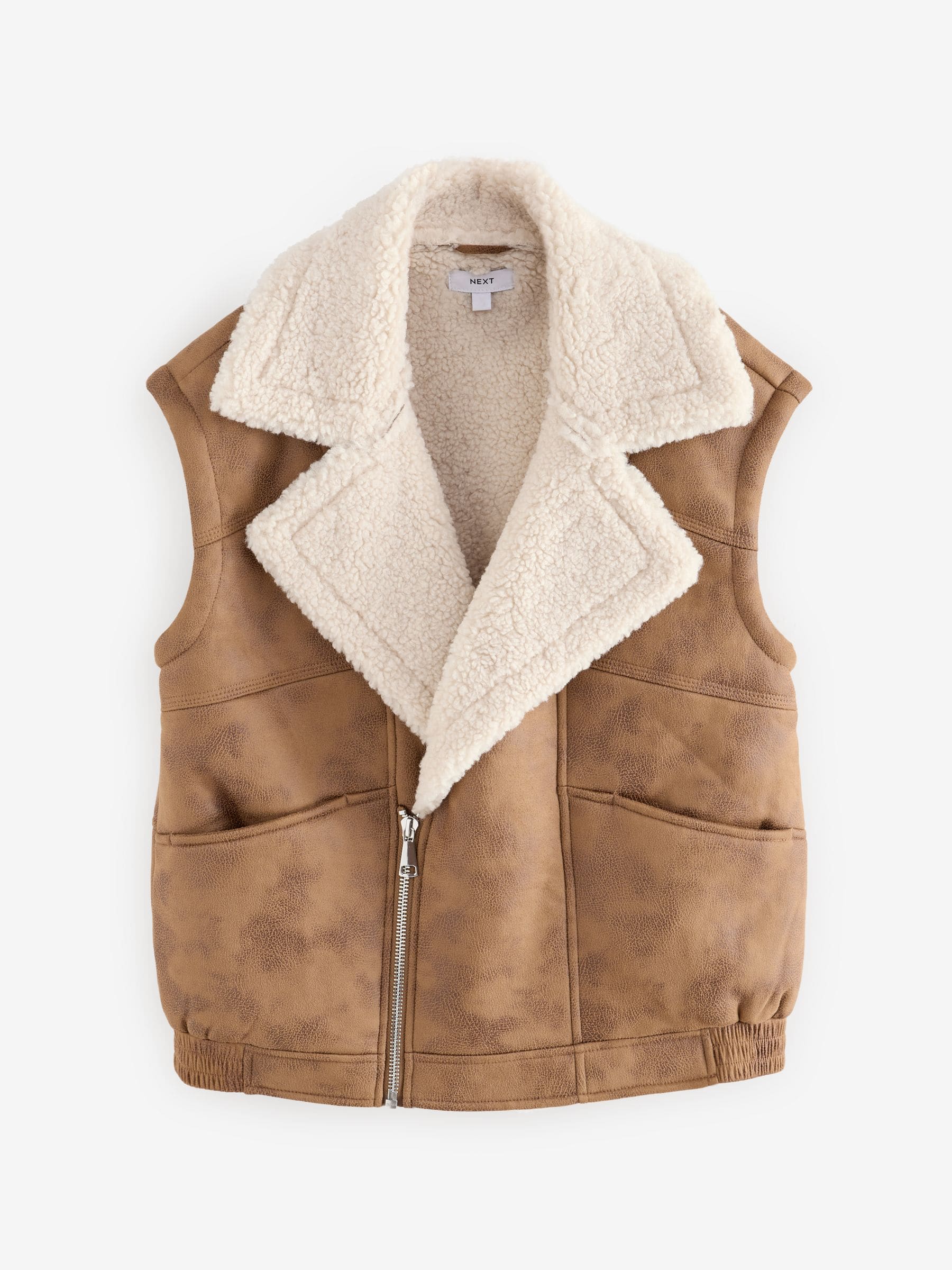 Buy Brown Faux Shearling Gilet from Next USA