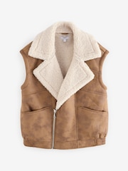 Brown Faux Shearling Gilet - Image 4 of 7