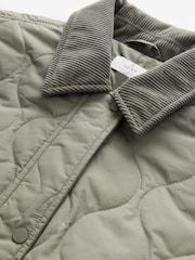 Sage Green Quilted Corduroy Collar Jacket - Image 5 of 6