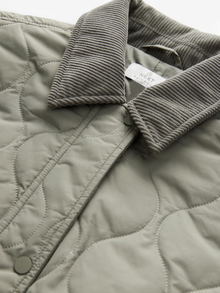 Sage Green Quilted Corduroy Collar Jacket - Image 5 of 6