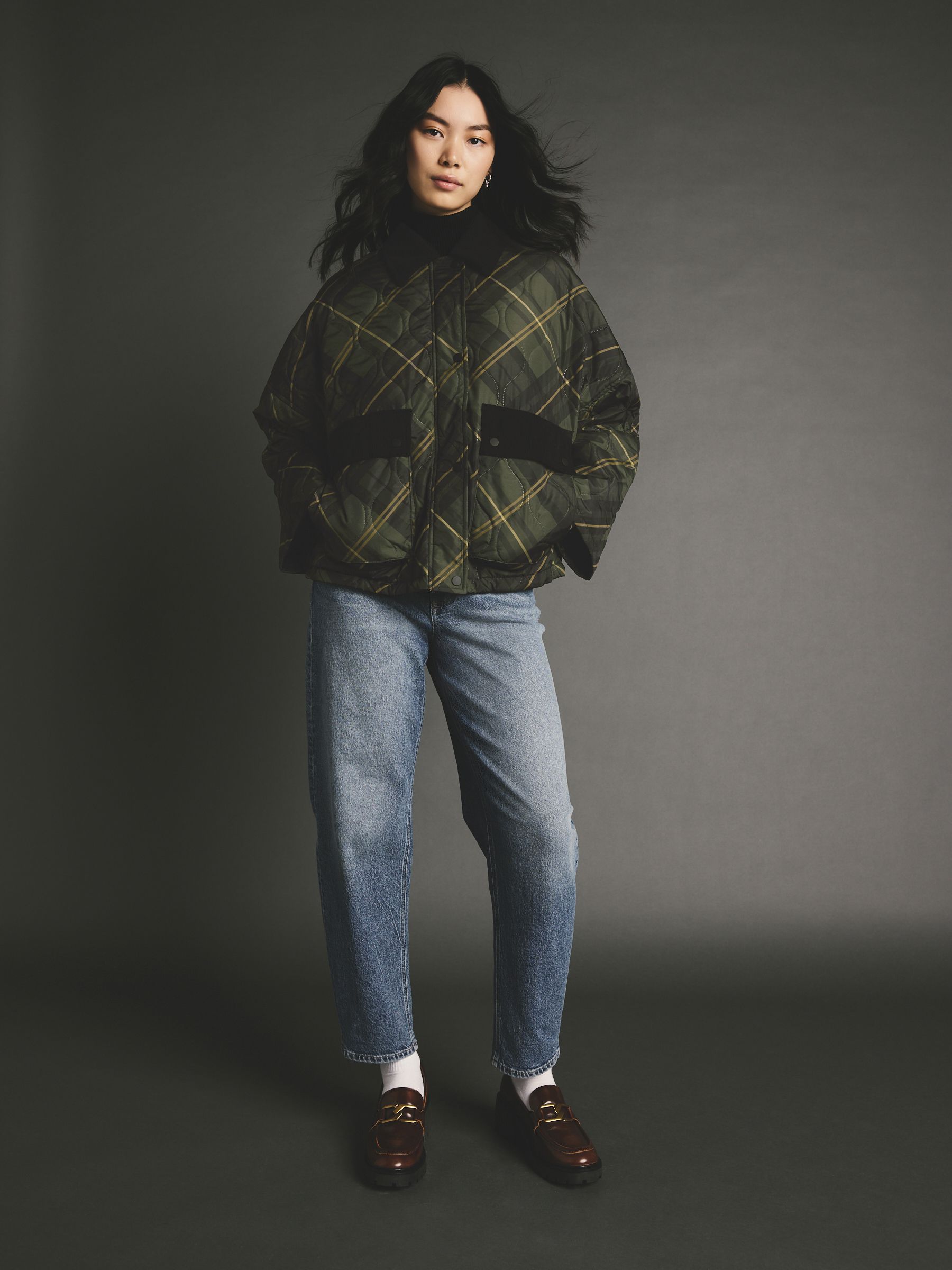 Buy Check Quilted Cord Collar Jacket from Next Luxembourg
