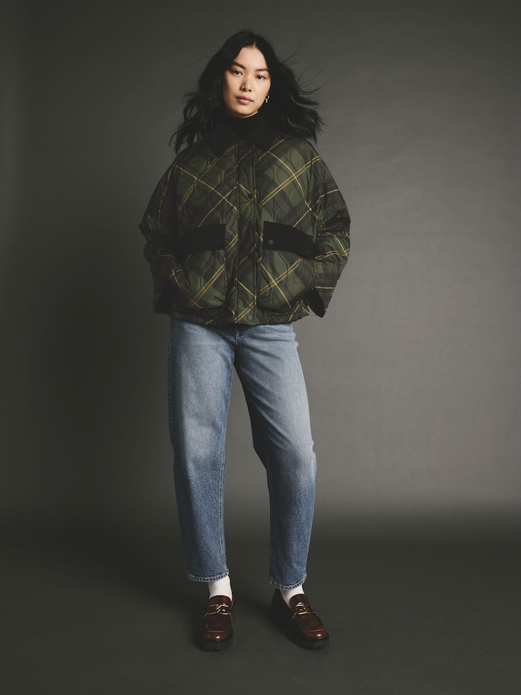 Check Quilted Corduroy Collar Jacket - Image 2 of 9