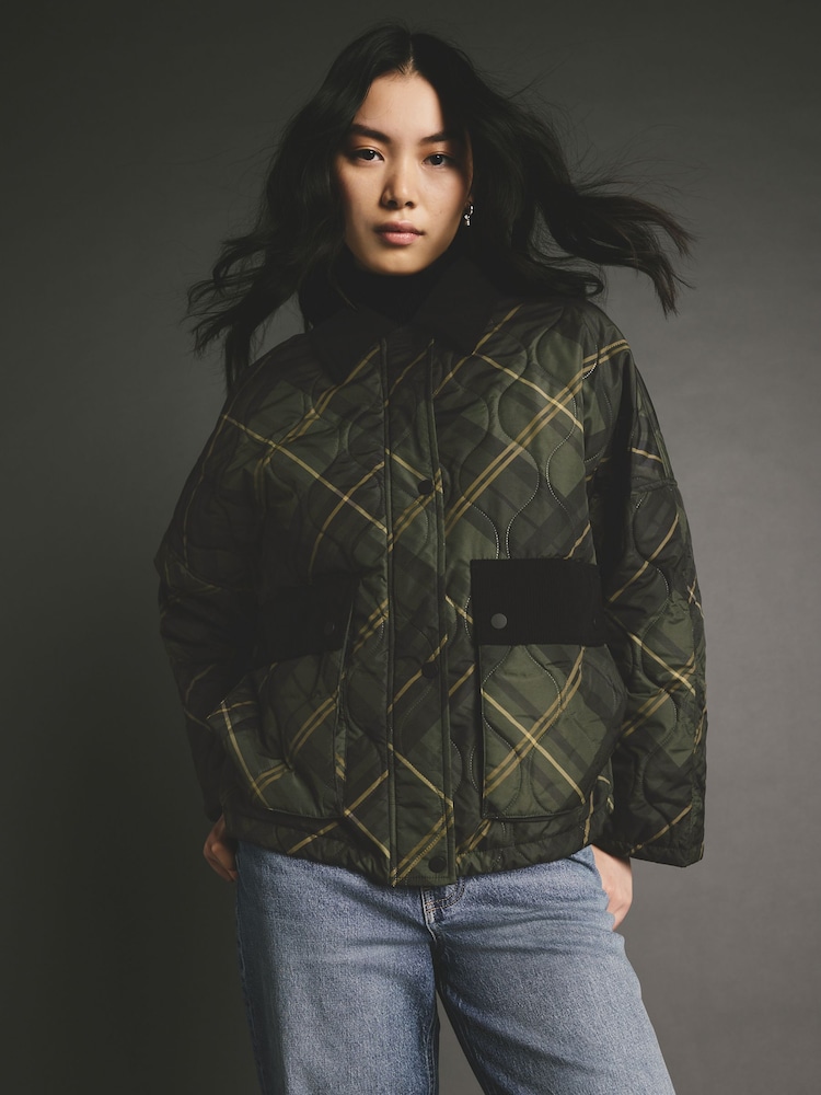 Buy Check Quilted Corduroy Collar Jacket from Next USA
