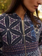 Blue Patchwork Kew Gardens Quilted Bomber Jacket - Image 2 of 8