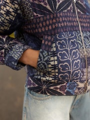 Blue Patchwork Kew Gardens Quilted Bomber Jacket - Image 4 of 8