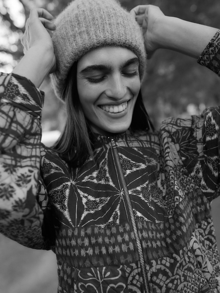 Blue Patchwork Kew Gardens Quilted Bomber Jacket - Image 5 of 8