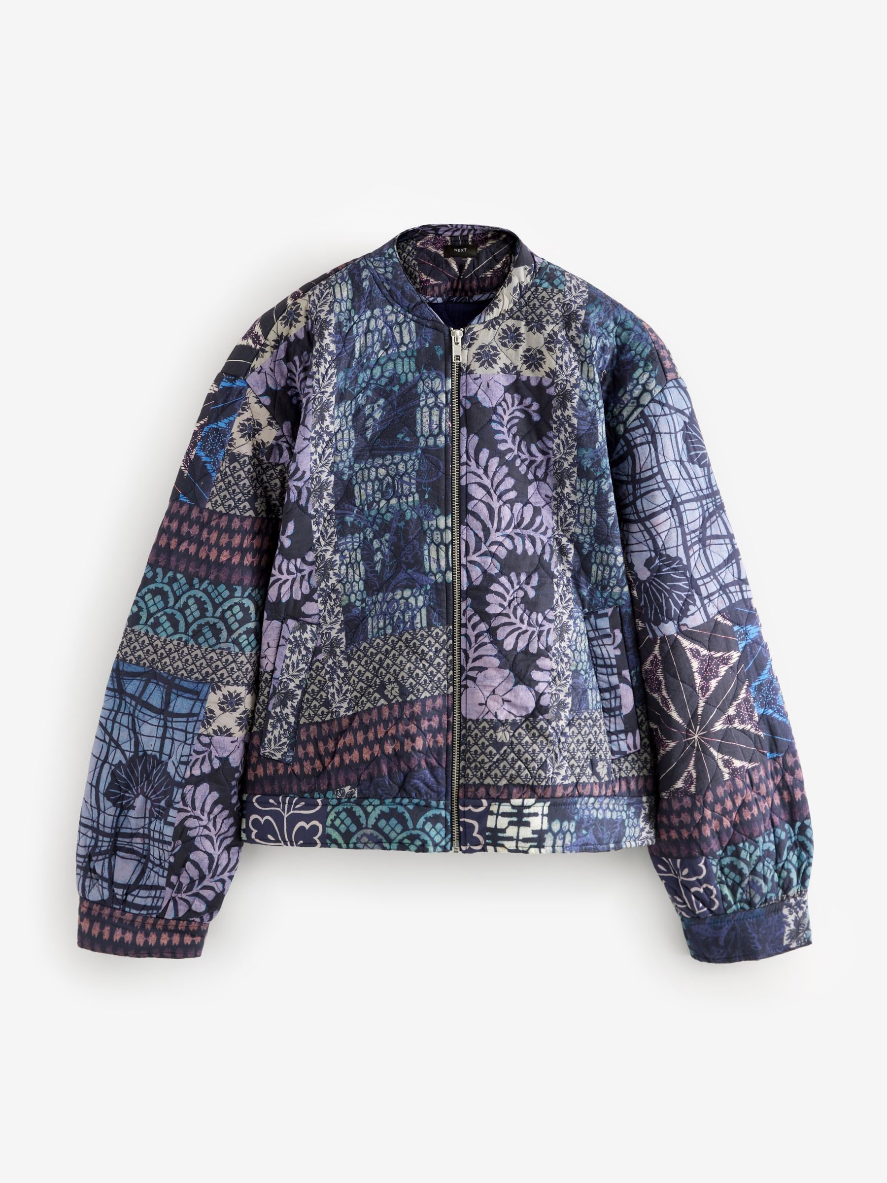 Buy Blue Patchwork Kew Gardens Quilted Bomber Jacket from