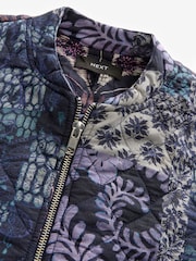 Blue Patchwork Kew Gardens Quilted Bomber Jacket - Image 8 of 8