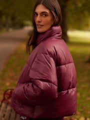 Burgundy Shower Resistant Padded Jacket - Image 3 of 10