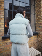 self. Blue Cropped Gilet - Image 2 of 8