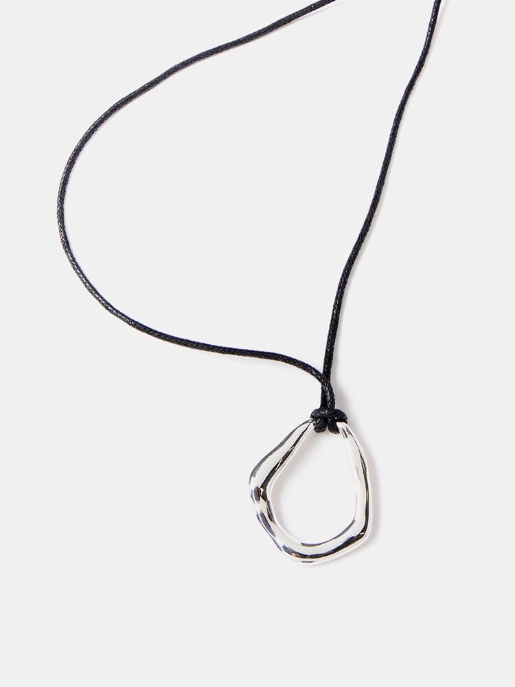 Mint Velvet Silver Tone Leather Necklace - Image 2 of 3